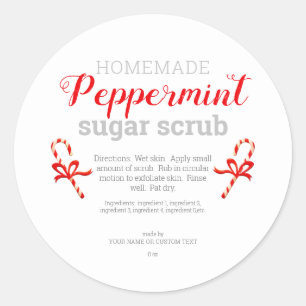 Elegante pepermunt suiker scrub bewerkbaar ronde sticker