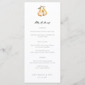 Elegante Peren Kalligrafie Bruiloft Menu (Voorkant)
