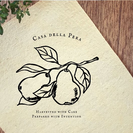 Elegante Perenillustratie uit Boomgaard - Stempel