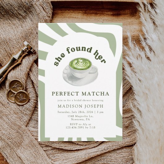 Elegante Perfect Matcha Bruidsuitnodiging Kaart