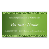 Elegante Peridot Green Damask Magnetisch Visitekaartje (Voorkant)