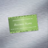 Elegante Peridot Green Damask Magnetisch Visitekaartje (Voorbeeld)