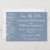 Elegante Periwinkle Blue Moderne minimalistische b Save The Date (Achterkant)