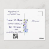 Elegante Periwinkle Clematis Bewaar de datum foto Briefkaart (Achterkant)