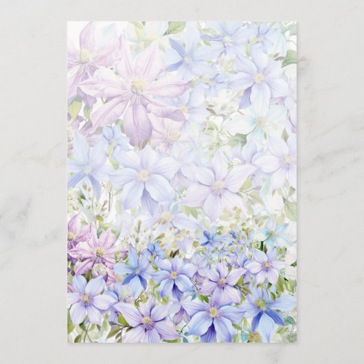 Elegante Periwinkle Clematis bruiloft Advieskaart (Achterkant)