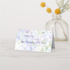 Elegante Periwinkle Clematis bruiloft Plaatskaartje