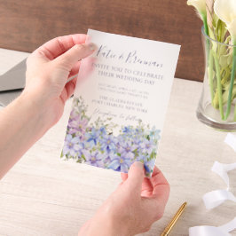 Elegante Periwinkle Clematis bruiloft Vellum Uitnodigingen