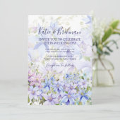 Elegante Periwinkle Clematis QR Code Trouwfoto Kaart (Staand voorkant)