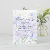 Elegante Periwinkle Clematis QR Code Wedding Informatiekaartje (Staand voorkant)