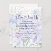 Elegante Periwinkle Clematis QR Code Wedding Informatiekaartje (Voorkant / Achterkant)