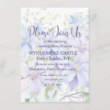 Elegante Periwinkle Clematis QR Code Wedding