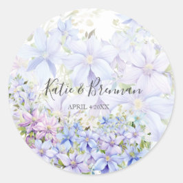 Elegante Periwinkle Clematis Ronde Sticker