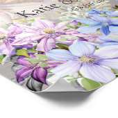 Elegante Periwinkle Clematis Trouwfoto Begroeting Poster (Hoek)