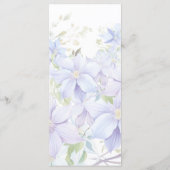 Elegante Periwinkle Clematis Wedding Menu (Achterkant)