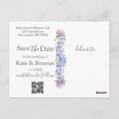Elegante Periwinkle Clematis Wedding Save the Date Briefkaart (Achterkant)