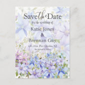 Elegante Periwinkle Clematis Wedding Save the Date Briefkaart (Voorkant)