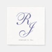 Elegante Periwinkle Monogram Bruiloft Servetten (Voorkant)
