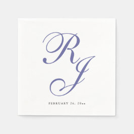 Elegante Periwinkle Monogram Bruiloft Servetten