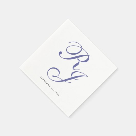 Elegante Periwinkle Monogram Bruiloft Servetten (Hoek)