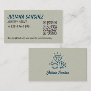Elegante permanente sieradenkunstenaar QR-code zak Visitekaartje