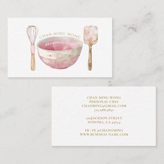 Elegante persoonlijke chef cateraar visitekaartje (Voorkant / Achterkant)