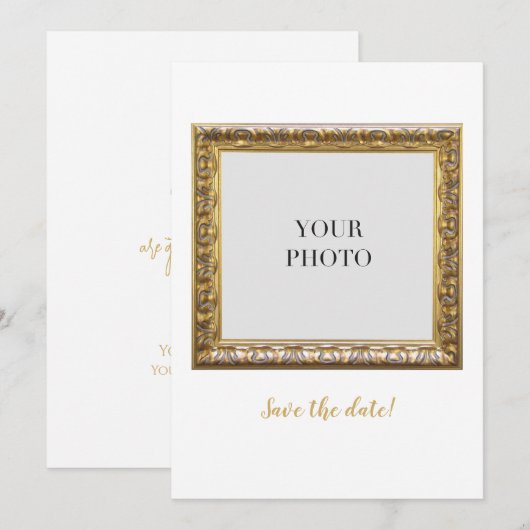Elegante persoonlijke foto en tekst save the date (Voorkant / Achterkant)