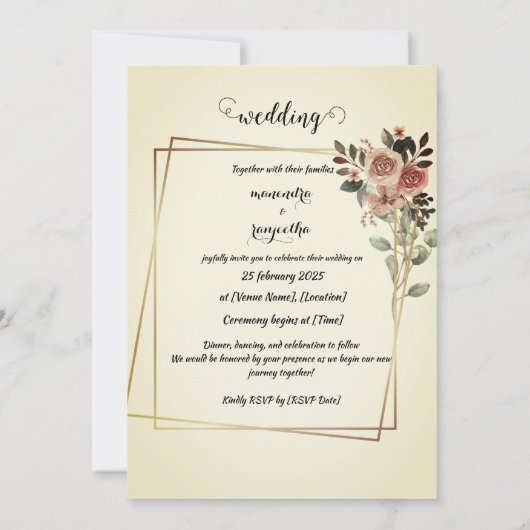 Elegante Persoonlijke Foto Trouw Uitnodigingskaart Save The Date (Achterkant)