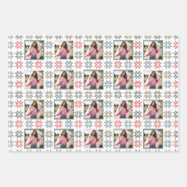 Elegante Persoonlijke Foto's en Kerststerren Inpakpapier Vel