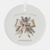 Elegante Persoonlijke Kerstbal Glas Ornament (Achterkant)