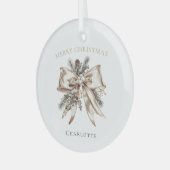 Elegante Persoonlijke Kerstbal Glas Ornament (Voorkant links)