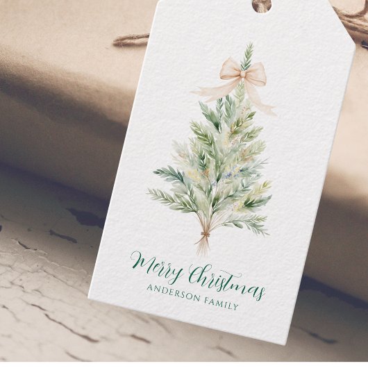 Elegante Persoonlijke Kerstboom Cadeaulabel