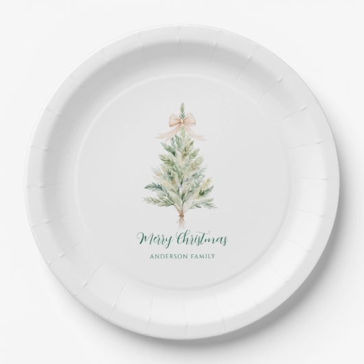 Elegante Persoonlijke Kerstboom Papieren Bordje (Voorkant)