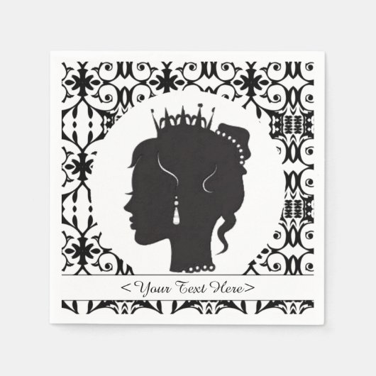 Elegante Persoonlijke Prinsessen Silhouet Servette Servetten (Voorkant)