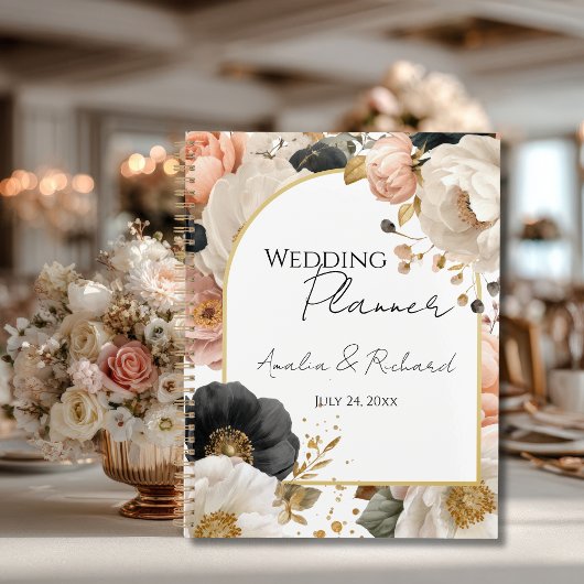 Elegante persoonlijke trouwplanner met bloemendesi planner
