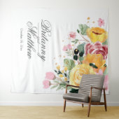 Elegante Persoonlijke Waterverf Bloemige Bruiloft Wandkleed (In Situ (horizontaal))