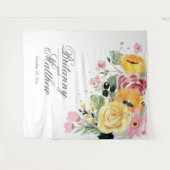 Elegante Persoonlijke Waterverf Bloemige Bruiloft Wandkleed (Voorkant (horizontaal))