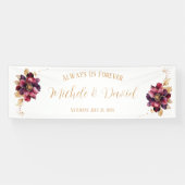 Elegante persoonsnamen Datum Wit Goud Bourgondië Spandoek (Horizontaal)