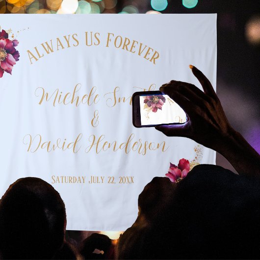 Elegante persoonsnamen datum witgoud bordeaux wandkleed