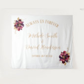 Elegante persoonsnamen datum witgoud bordeaux wandkleed (Voorkant (horizontaal))