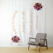 Elegante persoonsnamen datum witgoud bordeaux wandkleed (In situ)