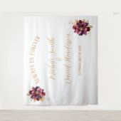 Elegante persoonsnamen datum witgoud bordeaux wandkleed (Voorkant)