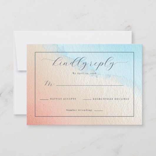 Elegante Perzik Aquarel Gradiënt RSVP Kaartje (Voorkant)