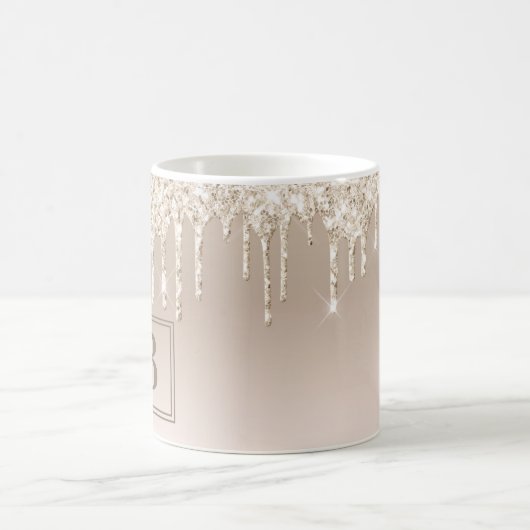 Elegante Perzik - Beige Faux Glitter Mok (Center)