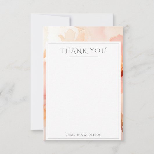 Elegante perzik bloem bruiloft dank u kaart (Voorkant)