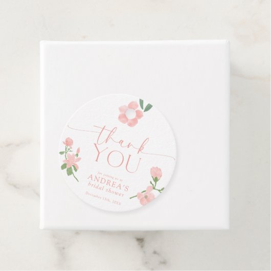 Elegante perzik bloem bruiloft feest bedankjes labels (In situ)