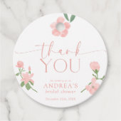 Elegante perzik bloem bruiloft feest bedankjes labels (Voorkant)