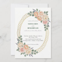 Elegante Perzik Bloem- en Gouden Lattice Ovale Tro