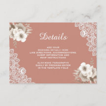 Elegante perzik bloem kant trouwdetails