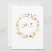 Elegante perzik bloem waterverf bruiloft uitnodigi