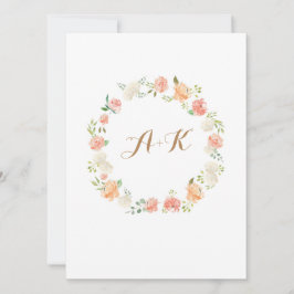 Elegante perzik bloem waterverf bruiloft uitnodigi kaart